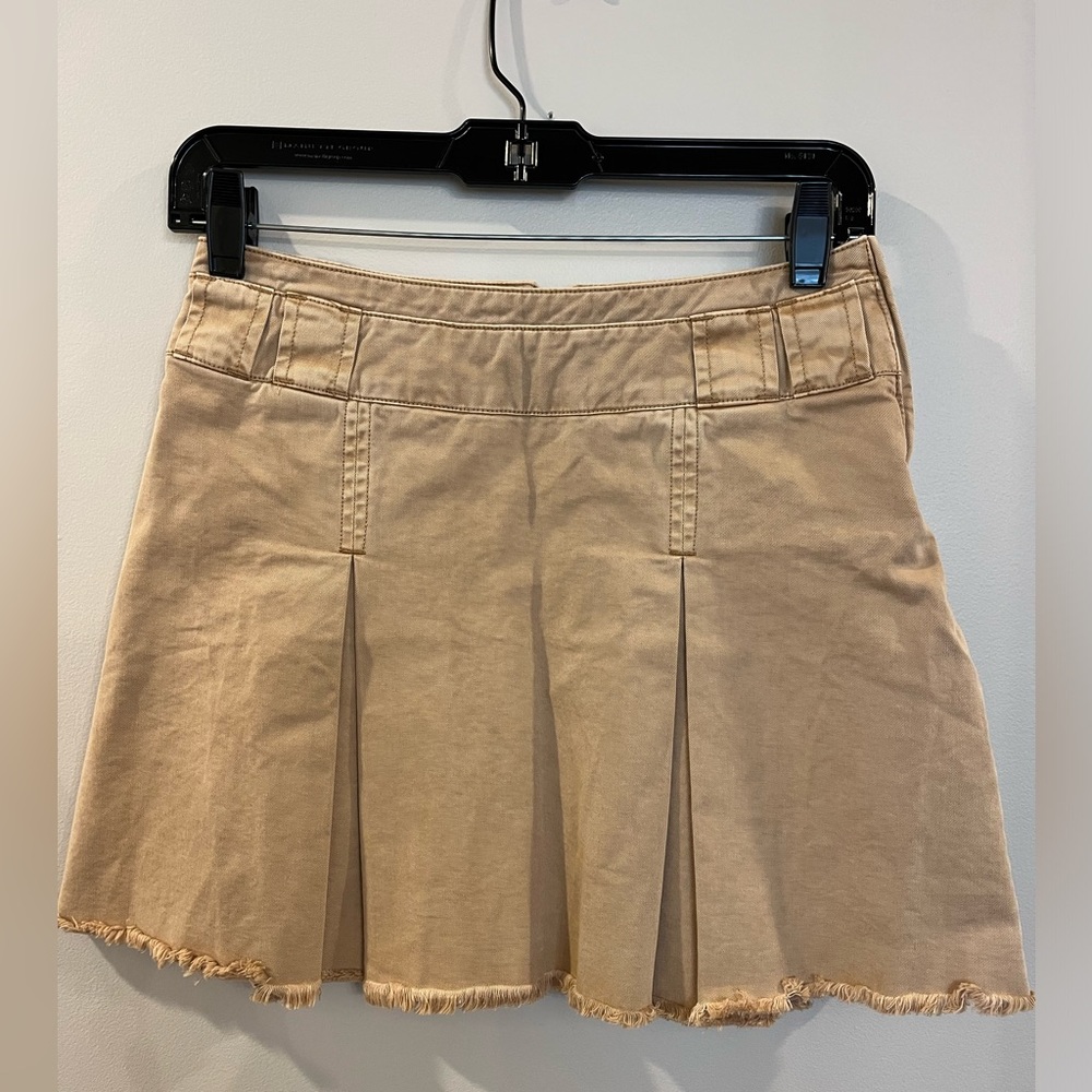 FREE PEOPLE kahki wide pleat skirt size 0 new no tags